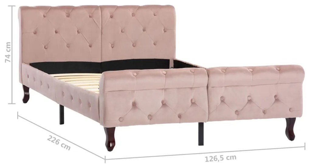 Estrutura de cama 120x200 cm veludo cor-de-rosa