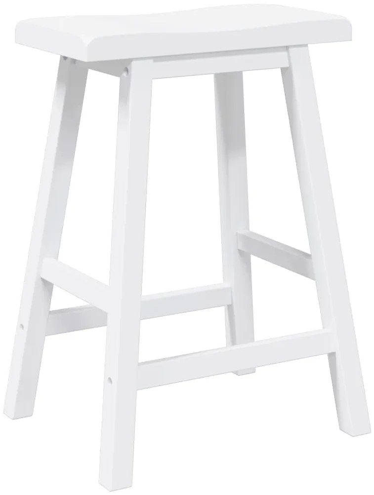 Bancos de bar 2 pcs madeira de seringueira maciça branco