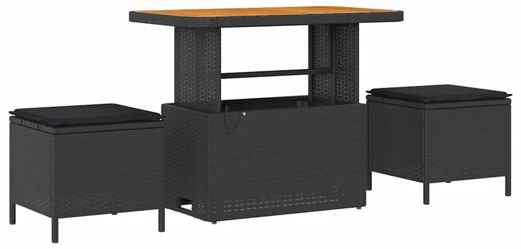 Conjunto de Sofá de Jardim 8 Peças com Almofadas de Poliéster Preto e