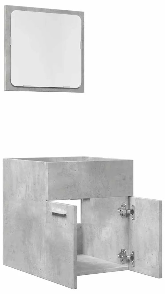 2 pcs conj. móveis casa banho derivados madeira cinza cimento