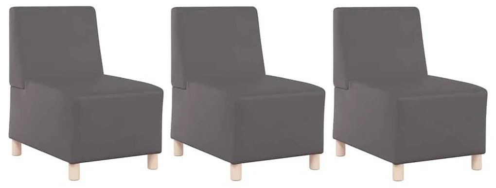 Cadeiras de Sofá 3 pcs Cinzeto 55 x 74 x 82 cm Couro sintético