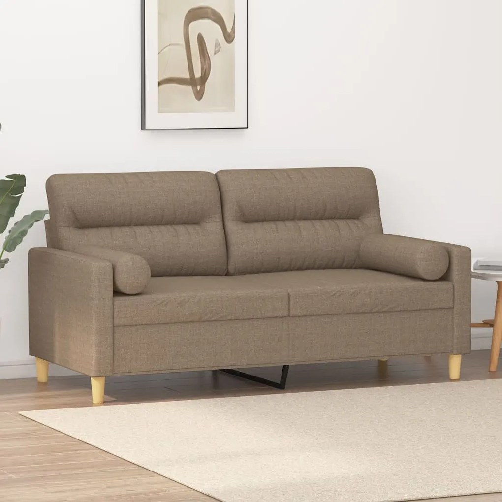 vidaXL Sofá 2 lug.+almofadas/almofadões 140cm tecido cinza-acastanhado