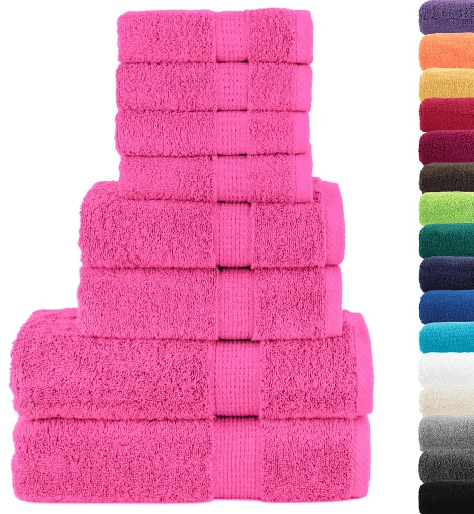 8pcs Conjunto toalhas banho premium SOLUND 600 gsm rosa