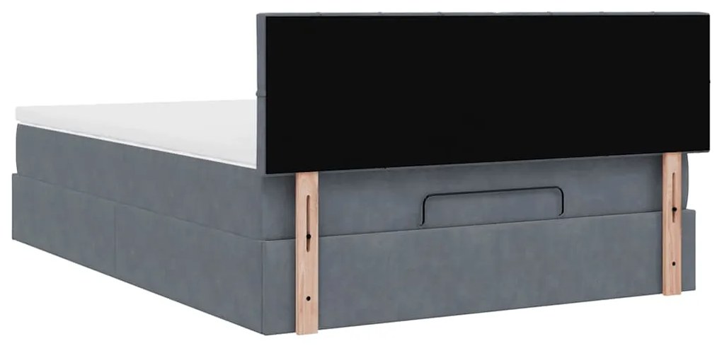 Estrutura de cama otomana com colchão 140x200cm cinzento escuro