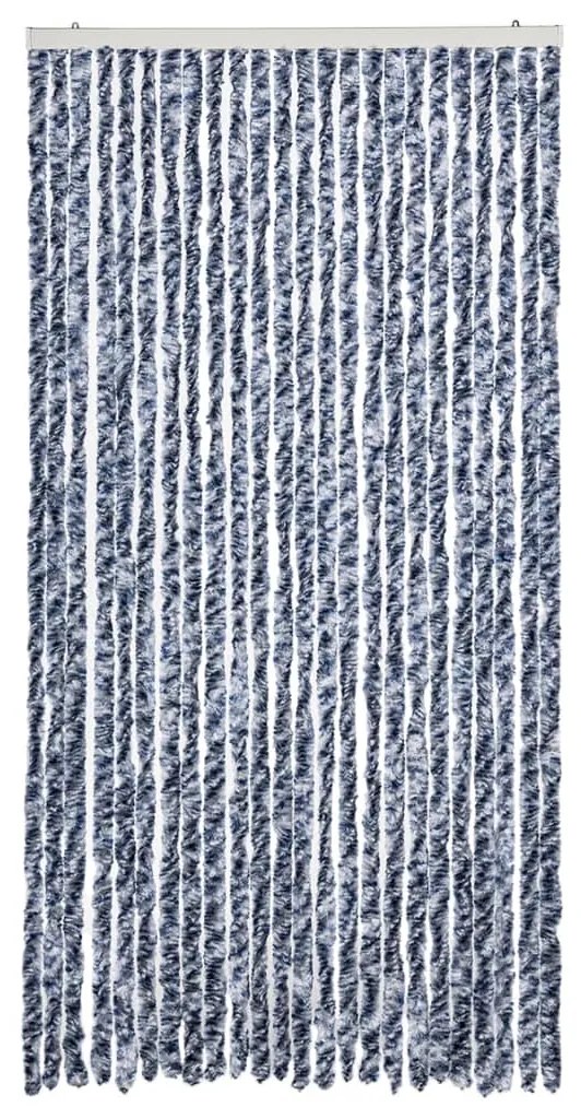 Cortina anti-insetos 100x230 cm chenille azul e branco