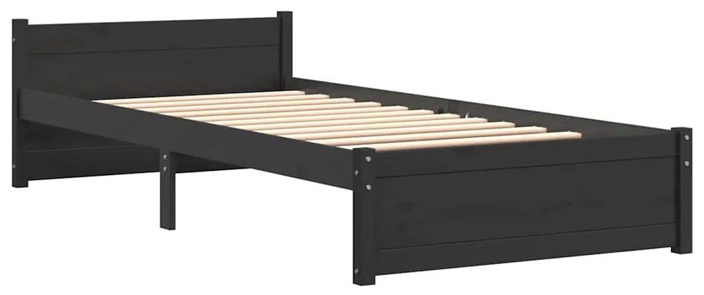 Estrutura cama pequena solteiro 75x190 cm madeira maciça preto