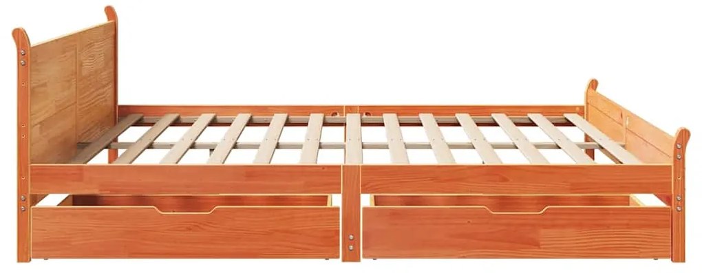 Cama sem colchão 200x200 cm pinho maciço castanho-mel