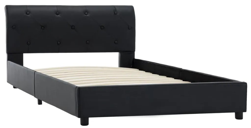 Estrutura de cama 100x200 cm couro artificial preto