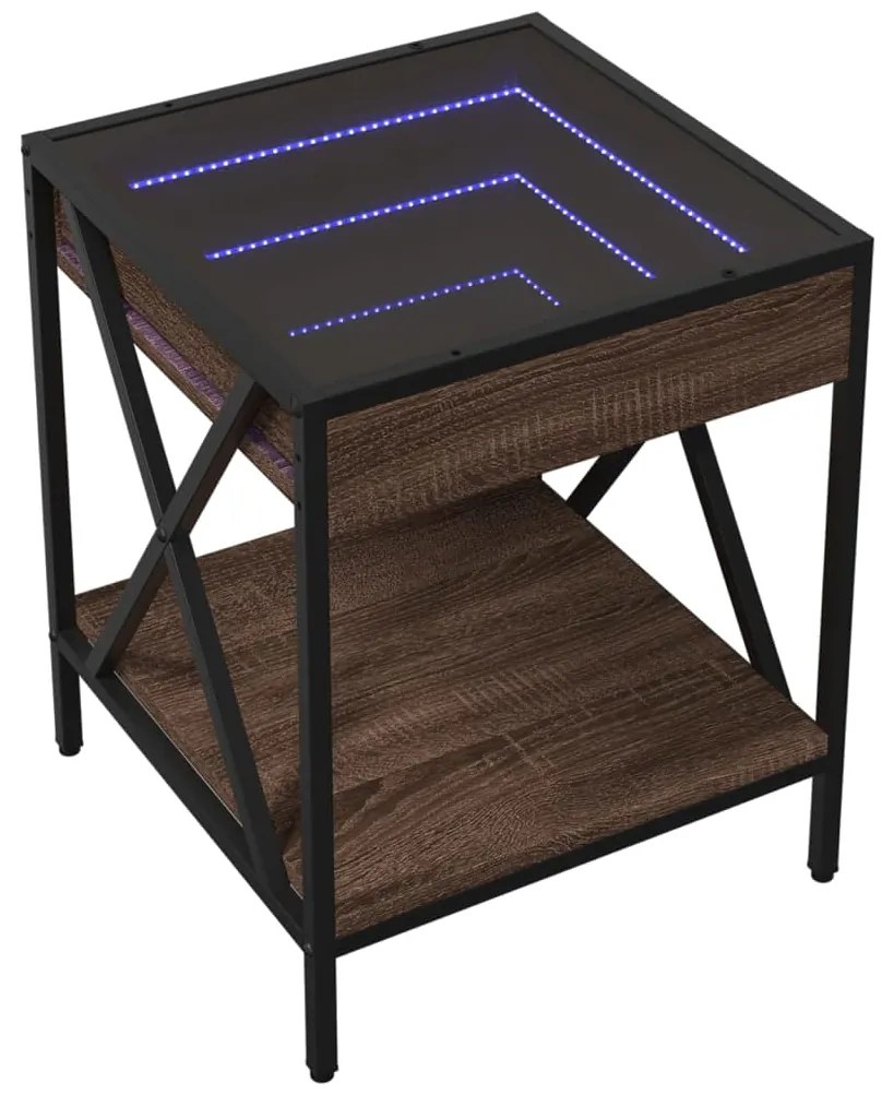 Mesa de cabeceira c/ LED Infinity 40x40x49 cm carvalho castanho