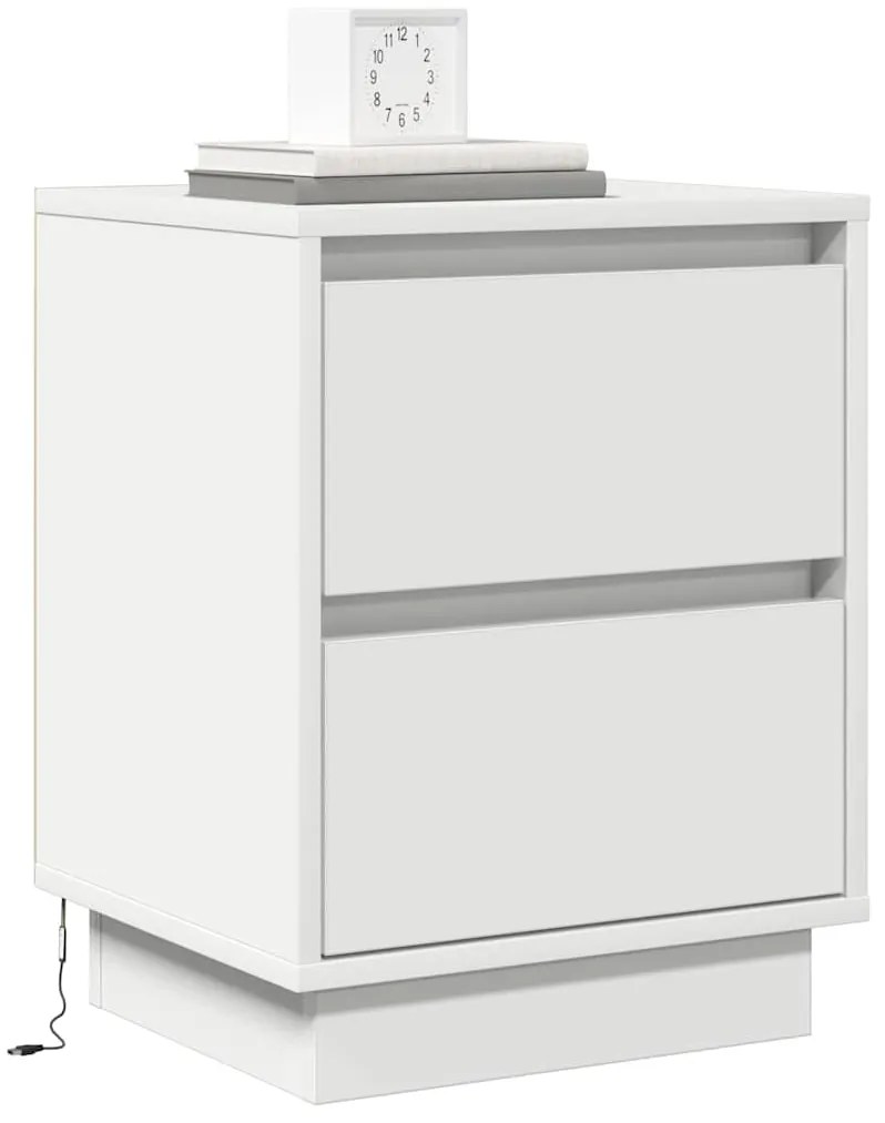 Mesa de Cabeceira com Luzes LED Brancas 39x34,5x50 cm