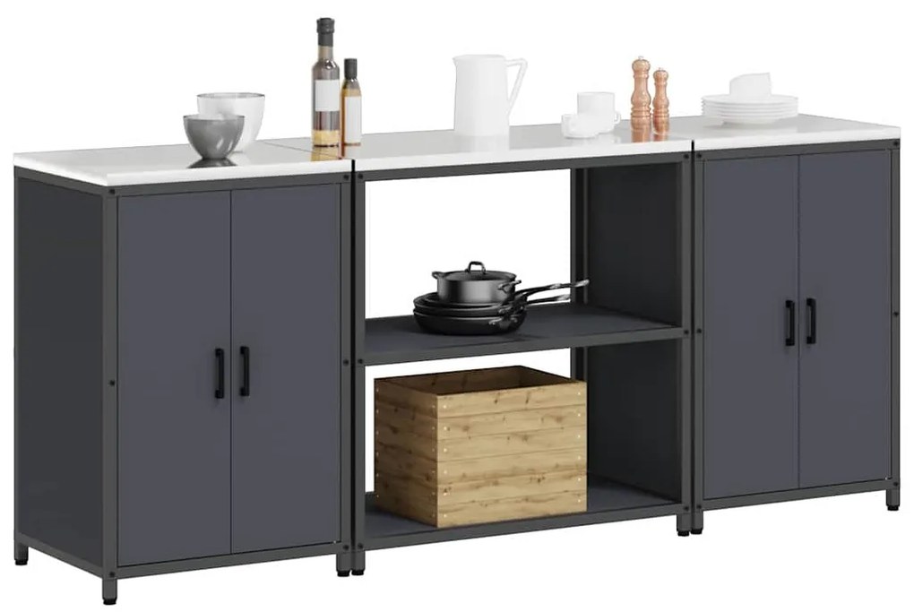 Conjunto de Armazenamento de Cozinha 3 pcs Cinzento-escuro