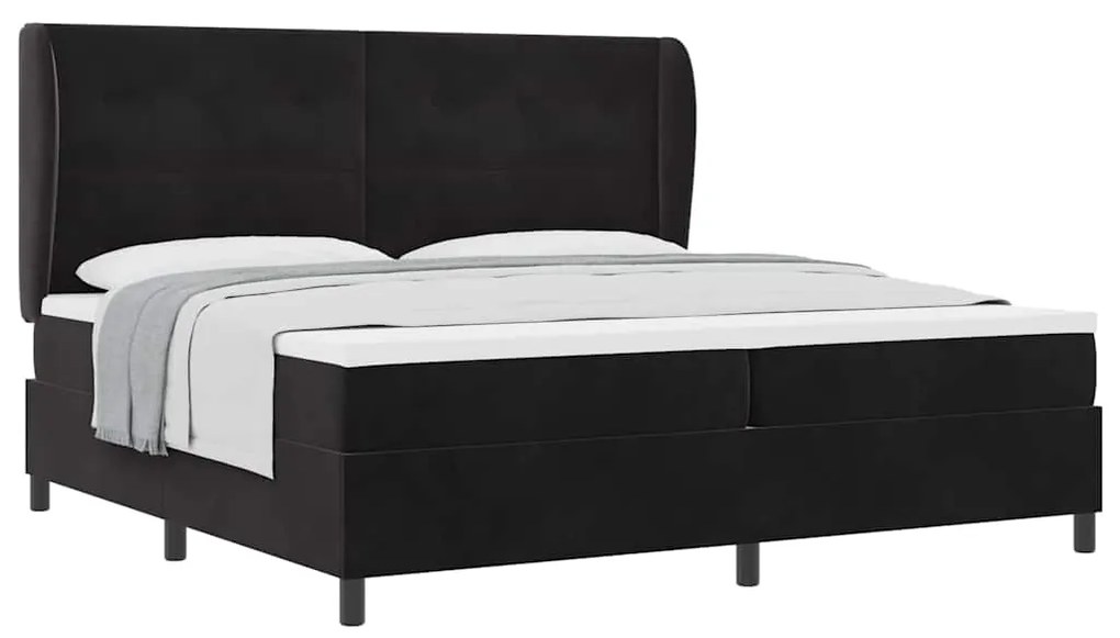 Cama Box com Colchão Preto 200 x 200 cm em Veludo