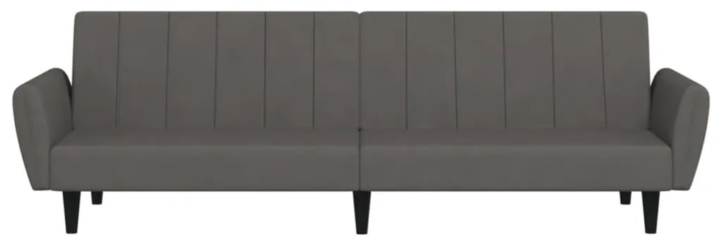 Sofá-cama de 2 lugares veludo cinzento-escuro