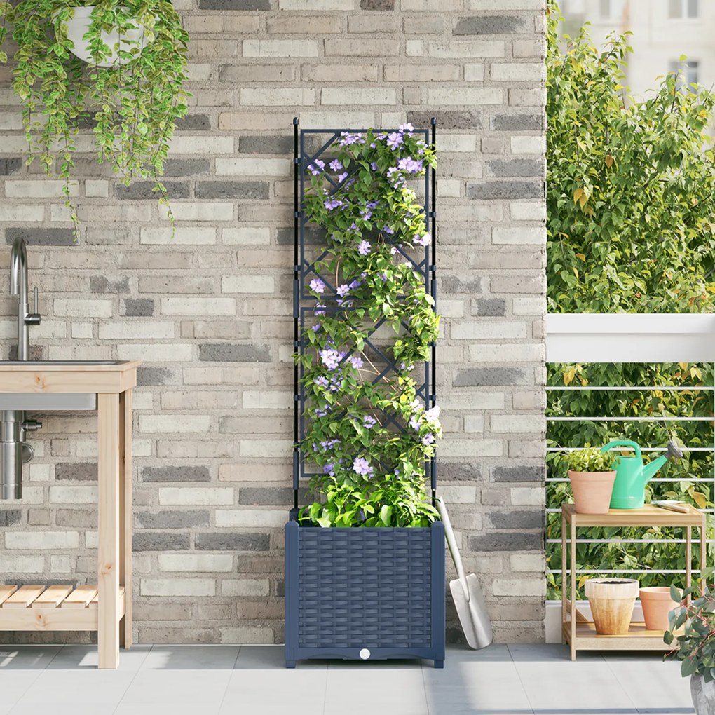 vidaXL Jardineira com Treliça Cinzeto 40 x 40 x 143 cm PP