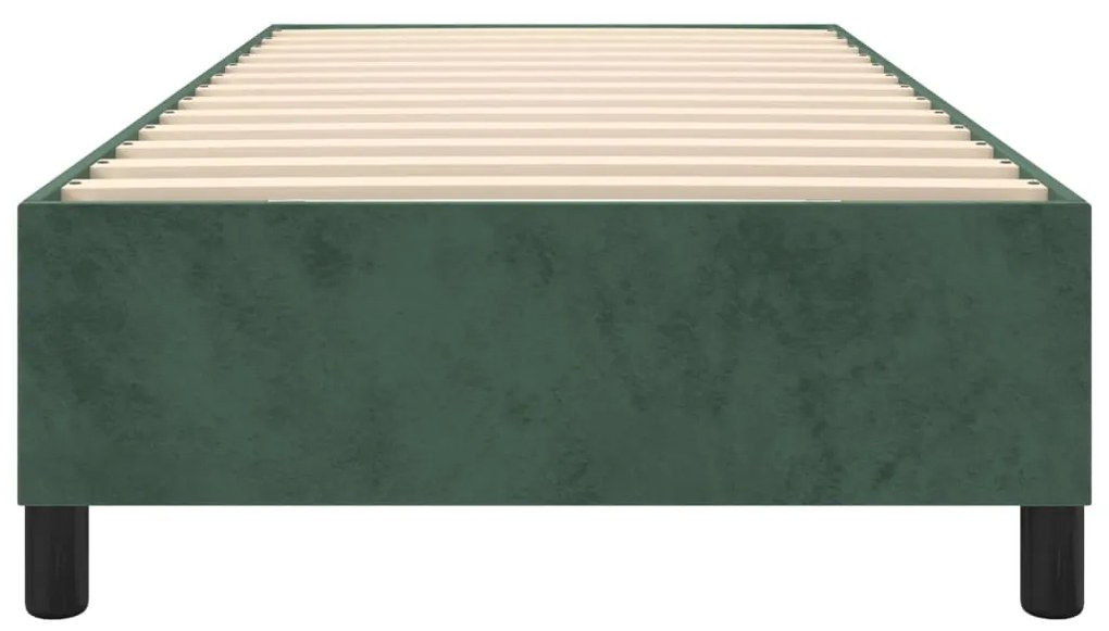 Estrutura de cama sem colchão 100x200 cm veludo verde-escuro