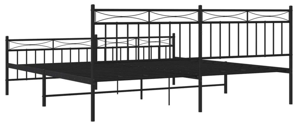 Estrutura de cama com cabeceira e pés 193x203 cm metal preto