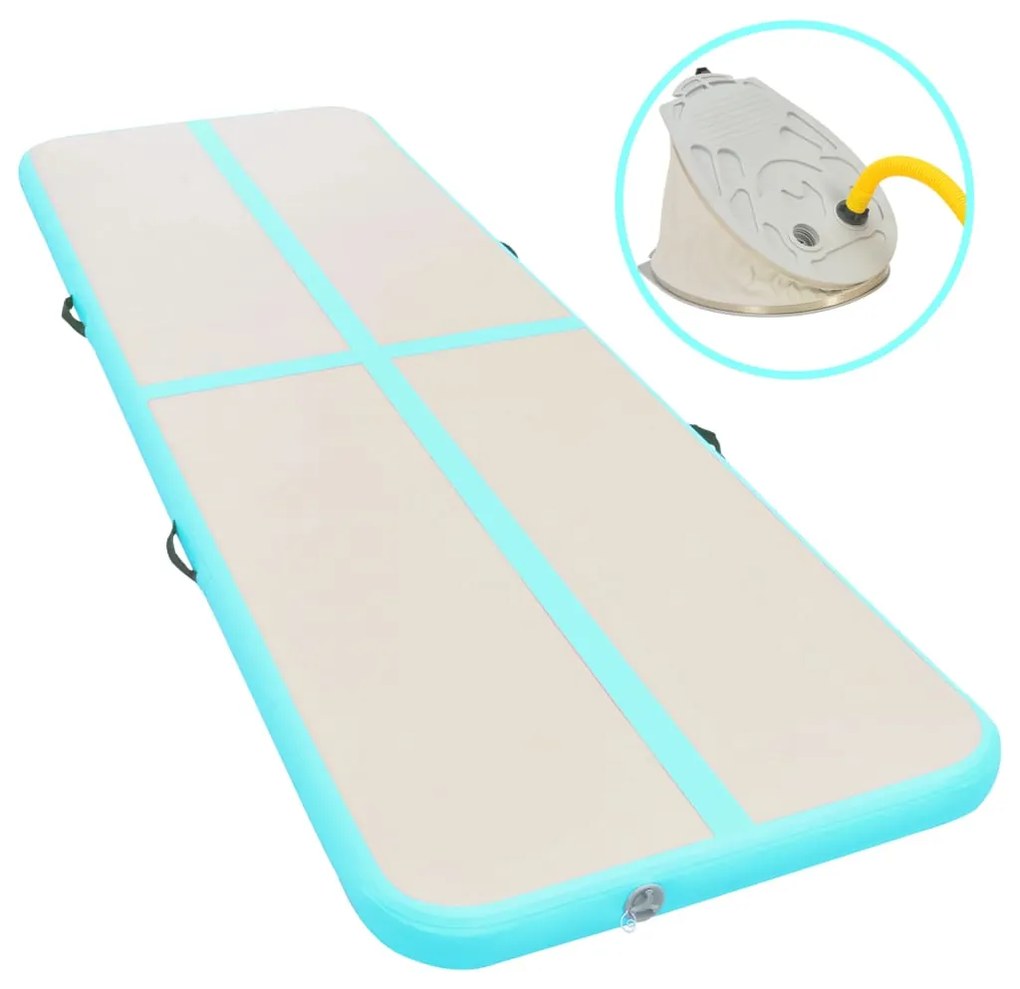 vidaXL Colchão de ginástica insuflável c/ bomba 600x100x10cm PVC verde