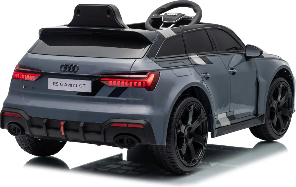 Carro elétrico para Crianças 12V 4x4 Audi RS6 Avant GT Rodas de espuma EVA, Assento Couro ecológico Cinzento
