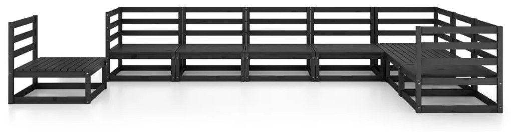 8 pcs conjunto lounge de jardim pinho maciço preto