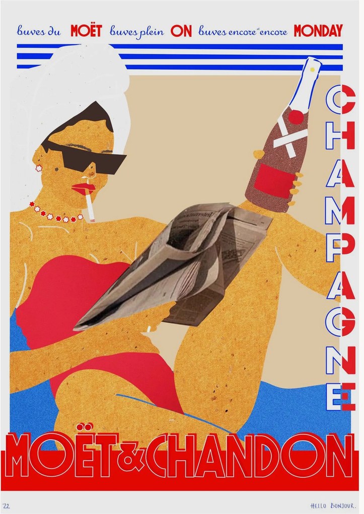 Póster Hello Bonjour - Moet Monday