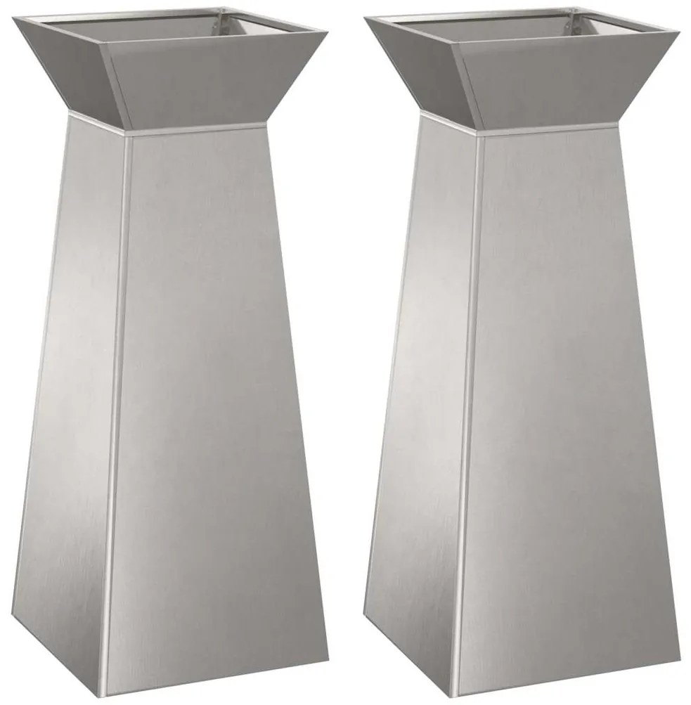 Vasos de Pilar para Jardim - 2 peças com Bowl de 40x40x100 cm em Aço I