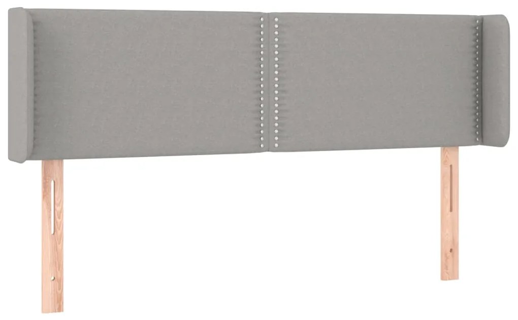 Cabeceira cama c/ luzes LED tecido 147x16x78/88 cm cinza-claro