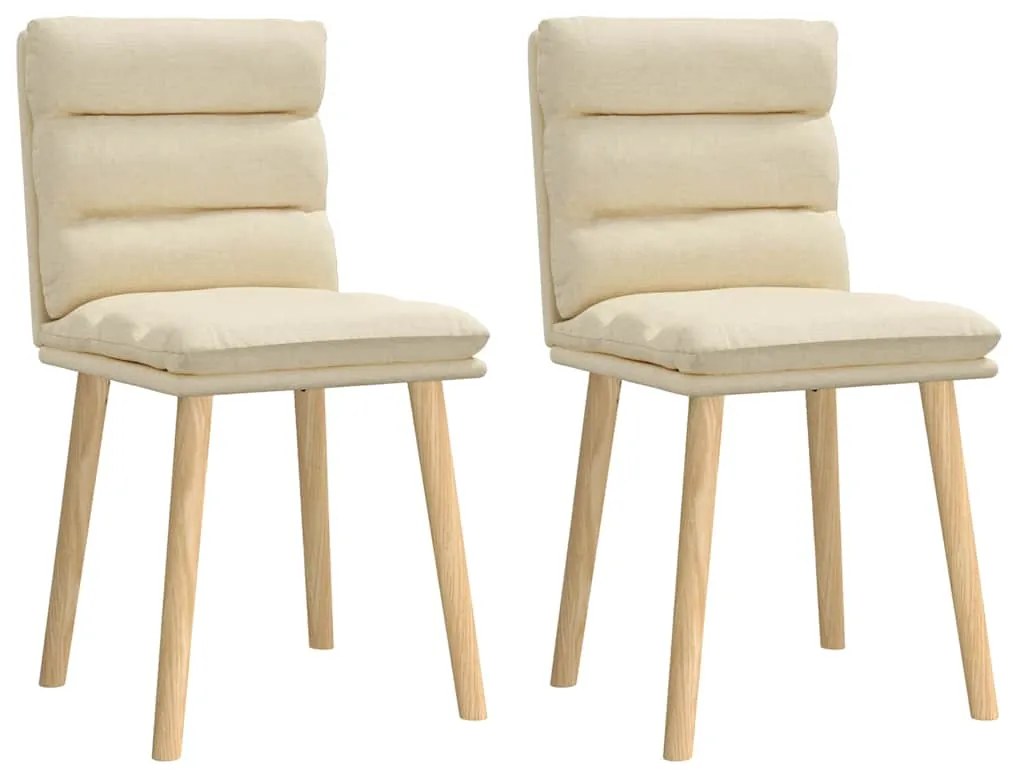 Cadeiras de jantar 2 pcs tecido cor creme