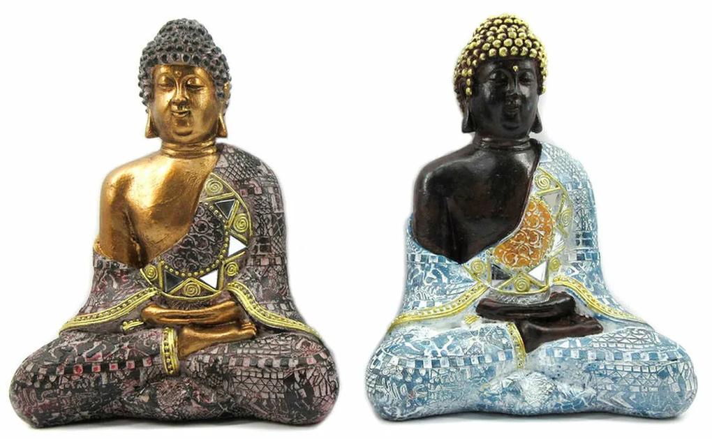 Figura Decorativa DKD Home Decor Buda Resina (13 x 7.6 x 17.5 cm) (2 pcs)