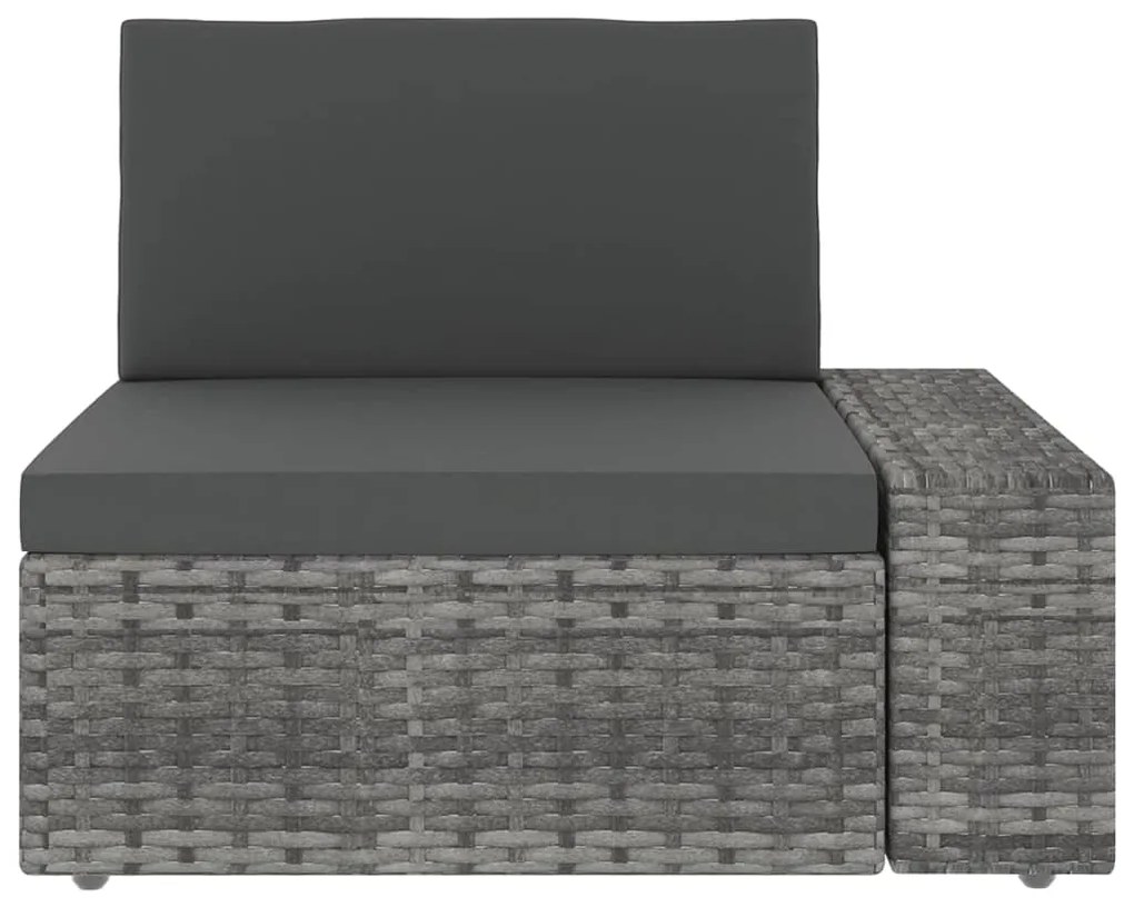 11 pcs conjunto lounge de jardim c/ almofadões vime PE cinzento