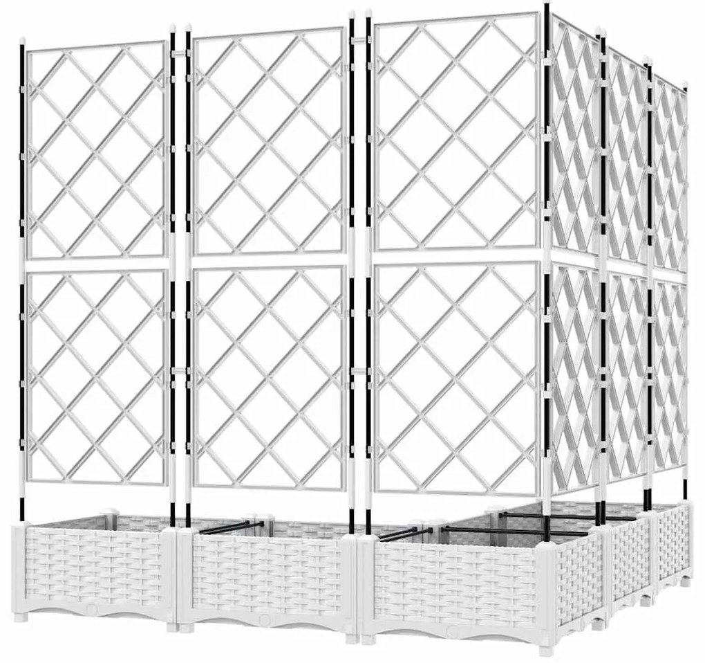 Vaso de Jardim com Treliça 5 pcs Branco 120x120x125.5 cm