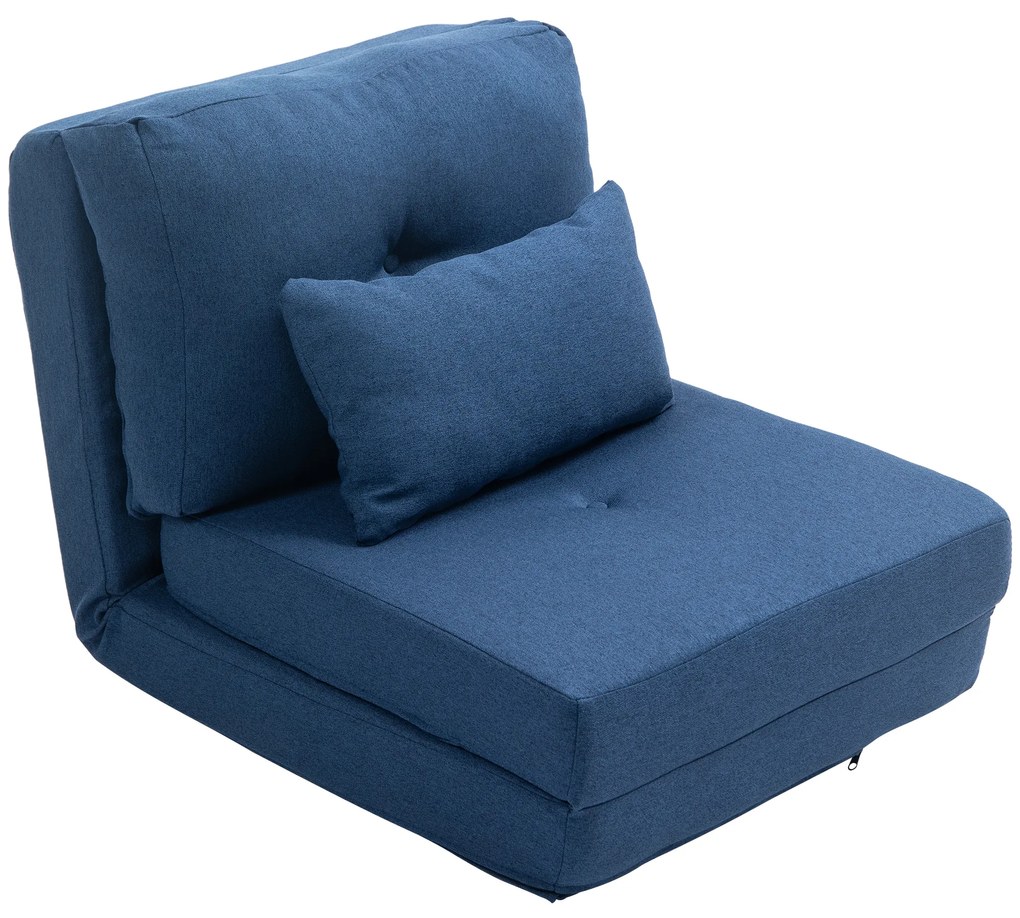 HOMCOM Sofá Cama Conversível de Chão Sofá 1 Lugar com 1 Travesseiro com Encosto Ajustável Azul Escuro | Aosom Portugal