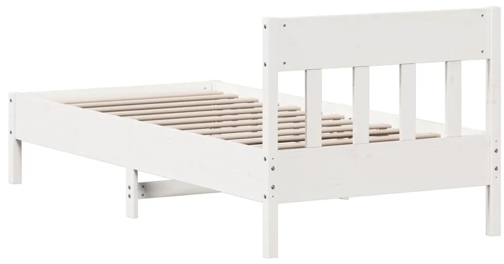 Cama sem colchão 90x200 cm madeira de pinho maciça branco