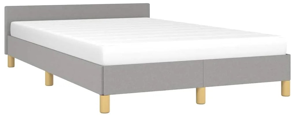 Estrutura de cama sem colchão 120x200 cm tecido cinzento-claro