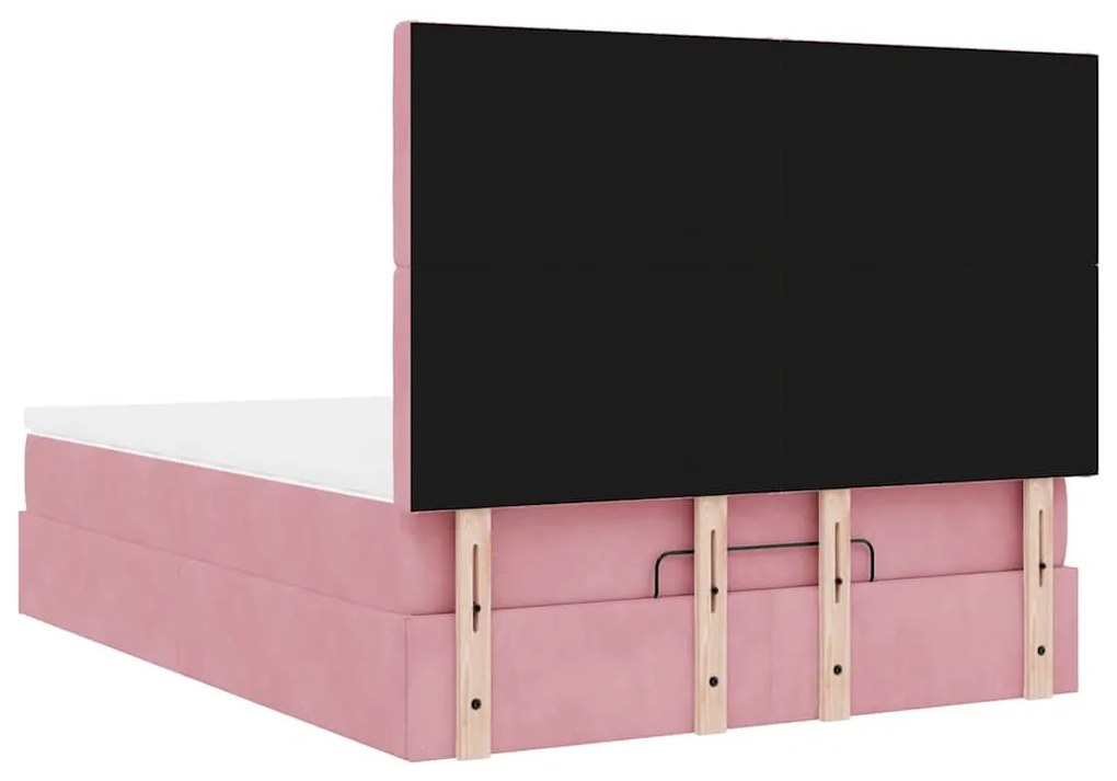 Estrutura de cama otomana com colchões 140x200 cm veludo rosa