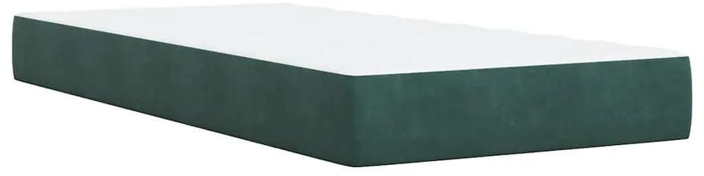 Cama com molas/colchão 90x200 cm veludo verde-escuro