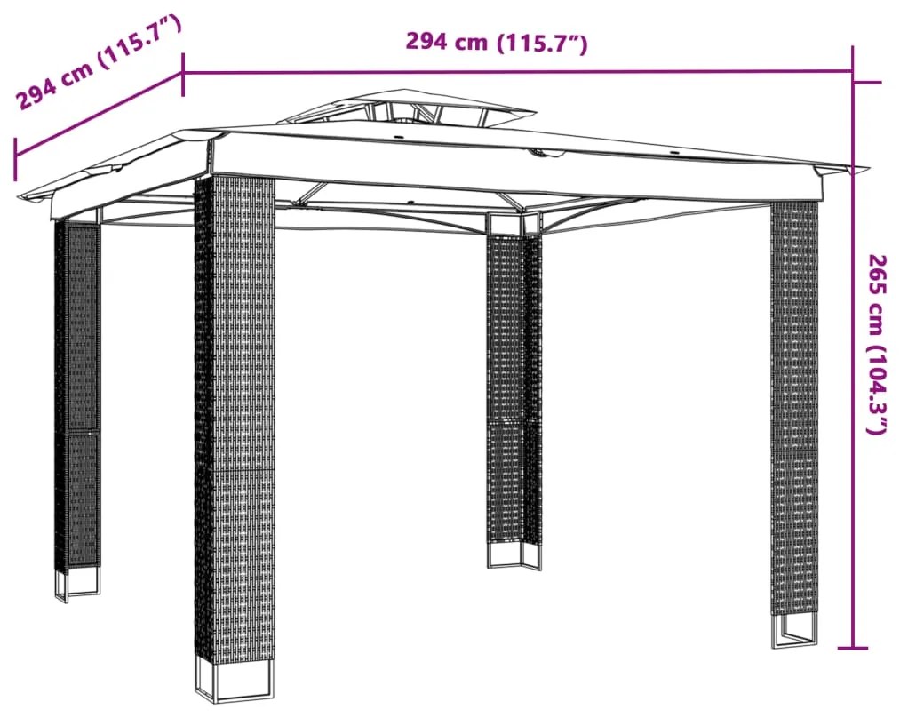 Gazebo com telhado duplo 2,94x2,94 m aço creme