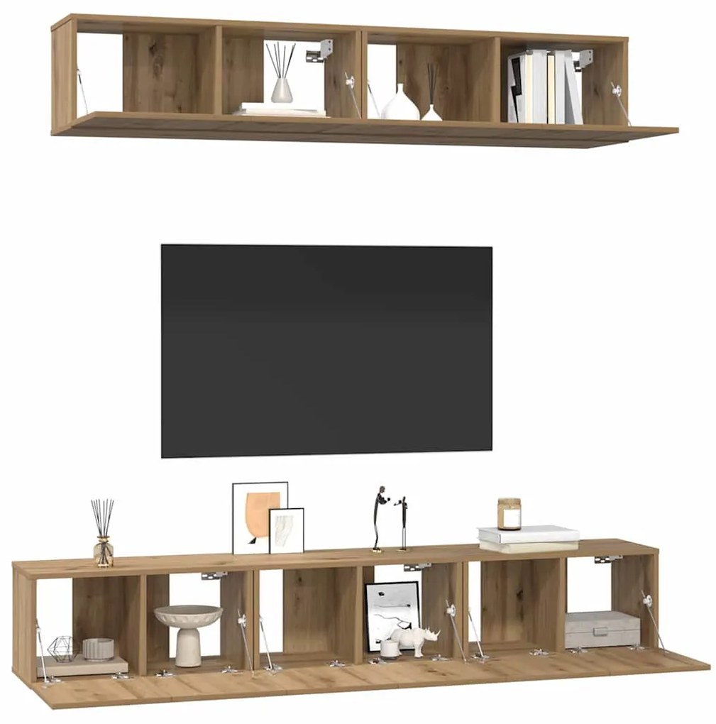 Conjunto de móvel de TV 5 pcs carvalho artisiano Médio
