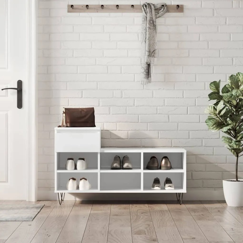 vidaXL Sapateira 102x36x60 cm derivados de madeira branco