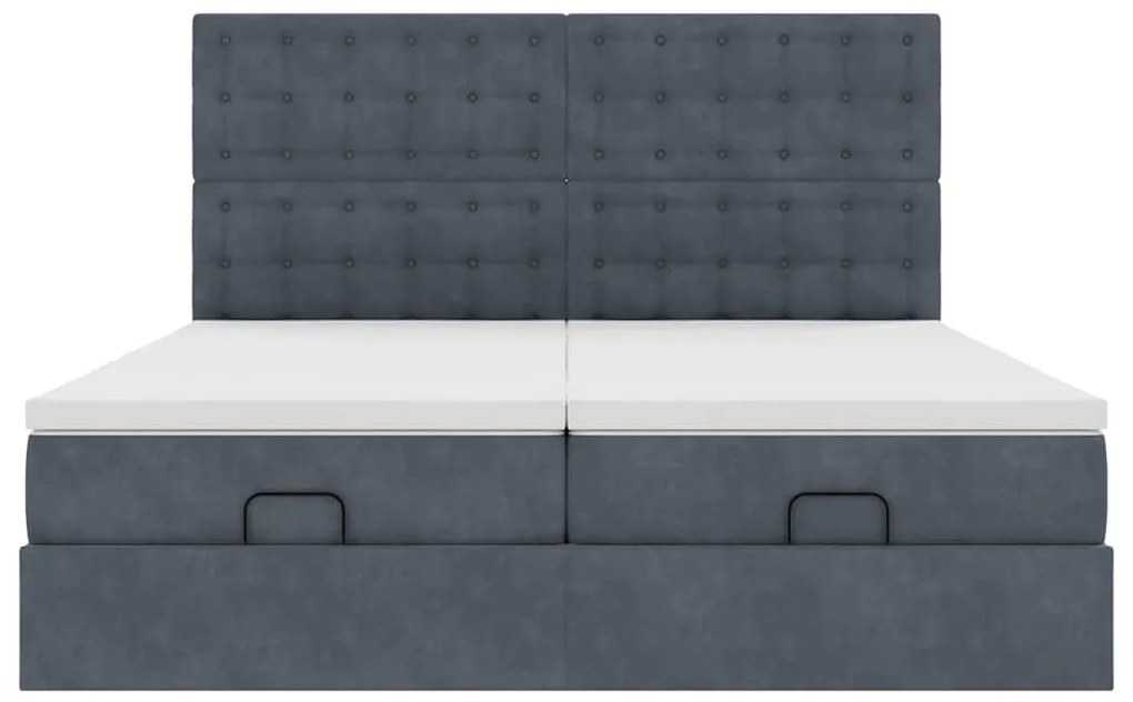 Estrutura cama otomana colchões 180x200 cm cinzento escuro