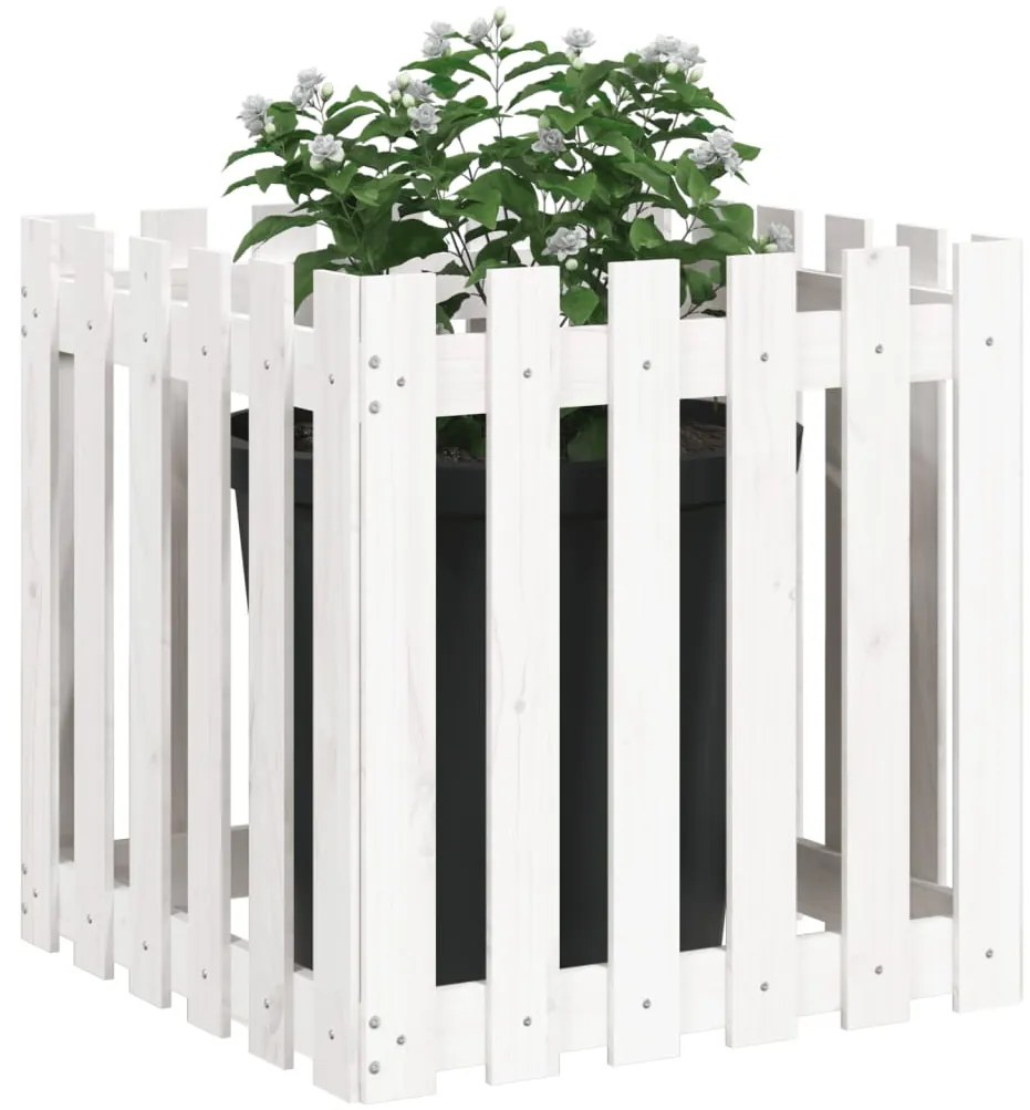 Vaso de jardim c/ design cerca 60x60x60 cm pinho maciço branco