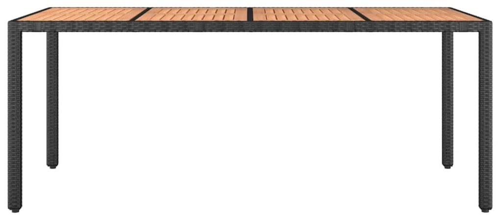 Mesa de jardim c/ tampo de madeira vime PE/acácia maciça preto