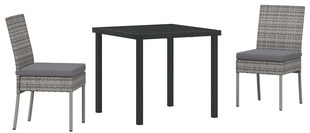 Conjunto de Jantar para Jardim - 3 Peças em Rattan Sintético Cinza