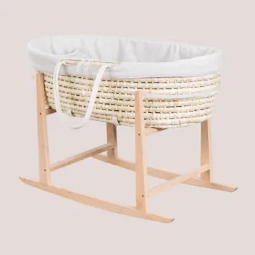 Moisés De Rattan Acolchoado Com Baloiço Fabian Madeira Natural - Sklum