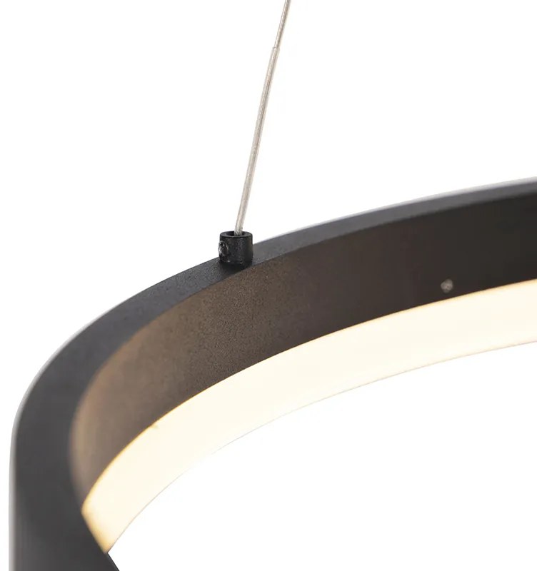 Candeeiro de suspensão design preto 60 cm incl. LED regulável em 3 níveis - Anello Moderno