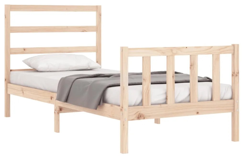 Estrutura de cama com cabeceira 90x190 cm madeira maciça