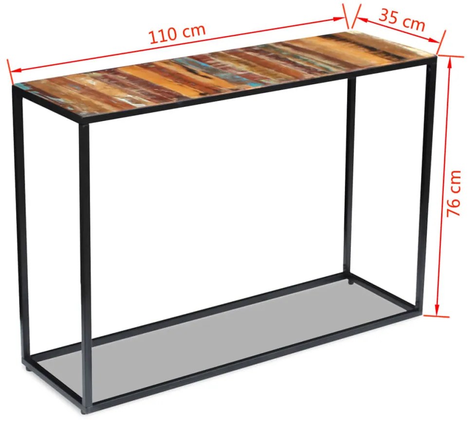 Mesa consola 110x35x76 cm madeira reciclada maciça