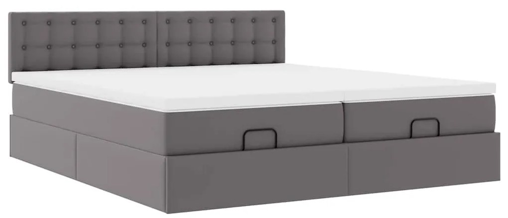 Cama otomana com colchões &amp; LEDs 180x200 cm couro artificial