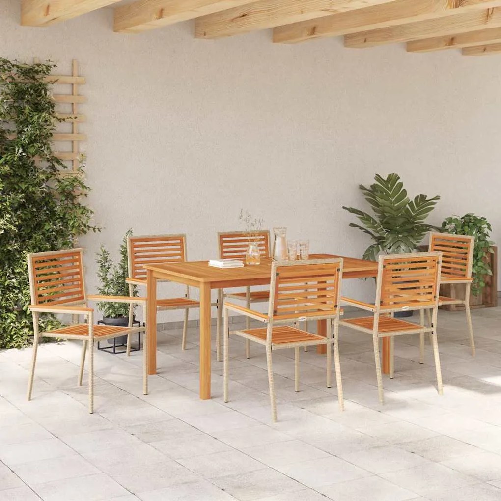 Conjunto de Jantar para Jardim 7 pcs Bege 150 x 90 x 74 cm