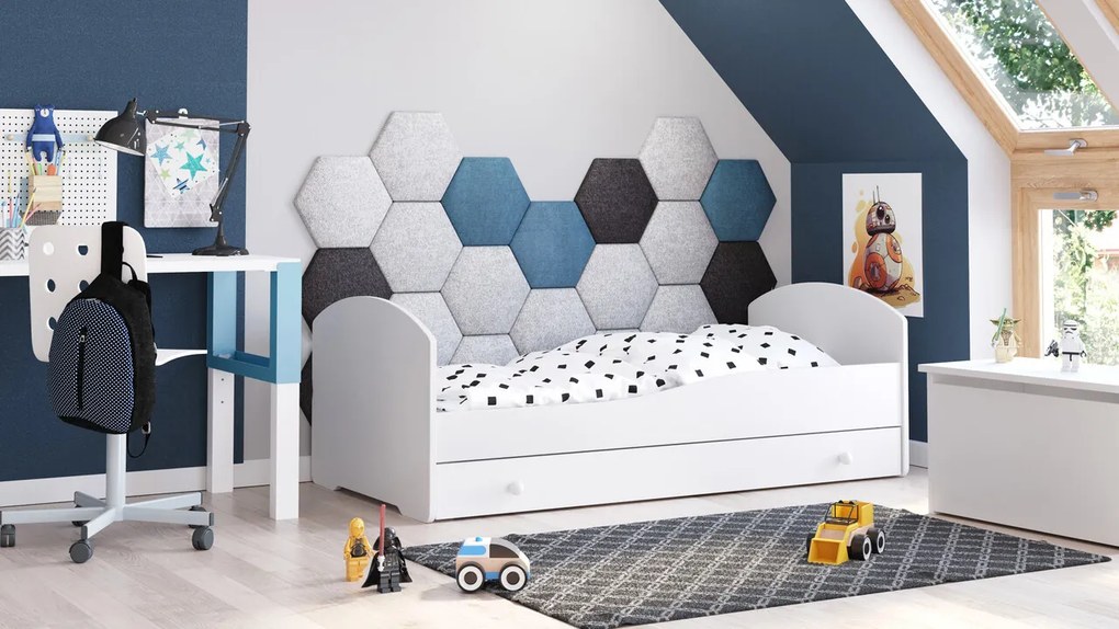 Cama individual Luk 140x70 com gaveta branca - colchão e estrado incluído