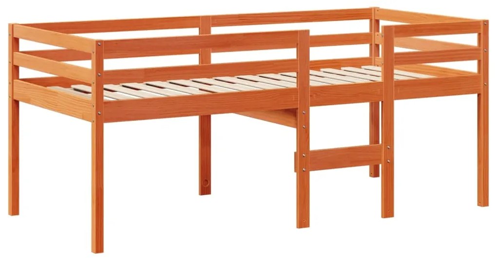 Cama alta com telhado 80x200 cm pinho maciço castanho-mel